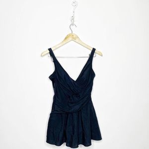 Miraclesuit Orvis ruched swimdress black slimming compression womens US 12